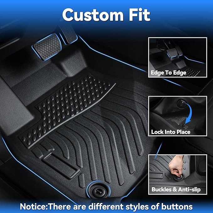 Hutisya-Floor Mats & Cargo Liner Set Fit for Volkswagen Jetta 2019-2025 All Weather Protection Anti-Slip & Durable TPE Full Set Liners Automotive Accessories-Black