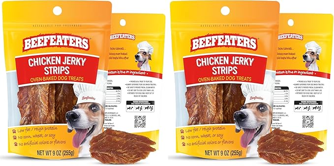 Beefeaters Chicken Jerky Strips for Dogs – Dog Treat. 100% Real Chicken Breast, Grain-Free, No Additives, Perfect for Training & Healthy Growth, Allergy-Friendly