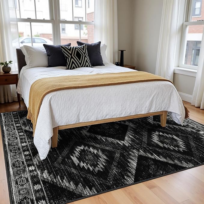BESTSWEETIE Area Rug 5x7 Rug Machine Washable Non-Slip Low Pile Print Pattern