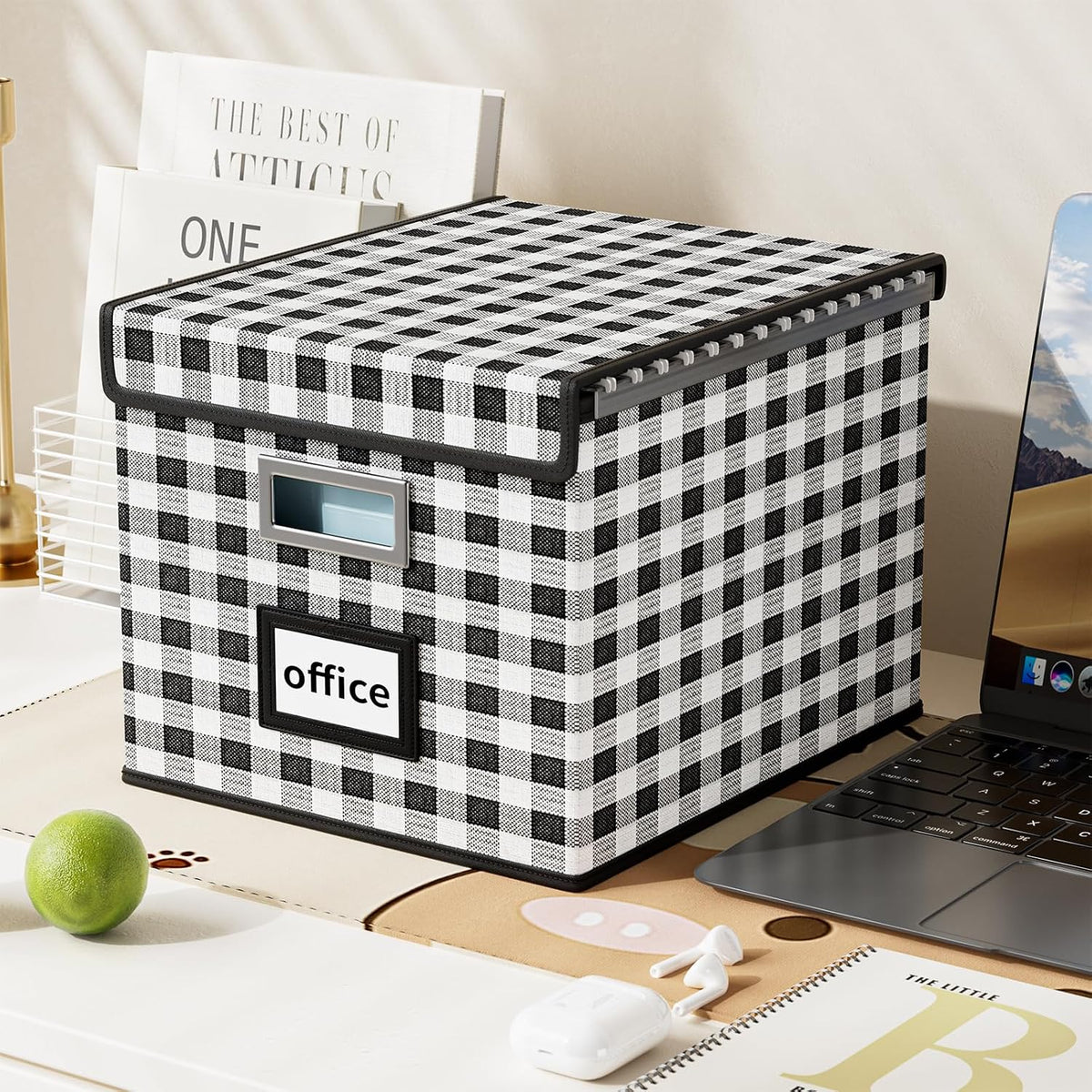 File Organizer Box with Lids, Collapsible File Folder Organizer