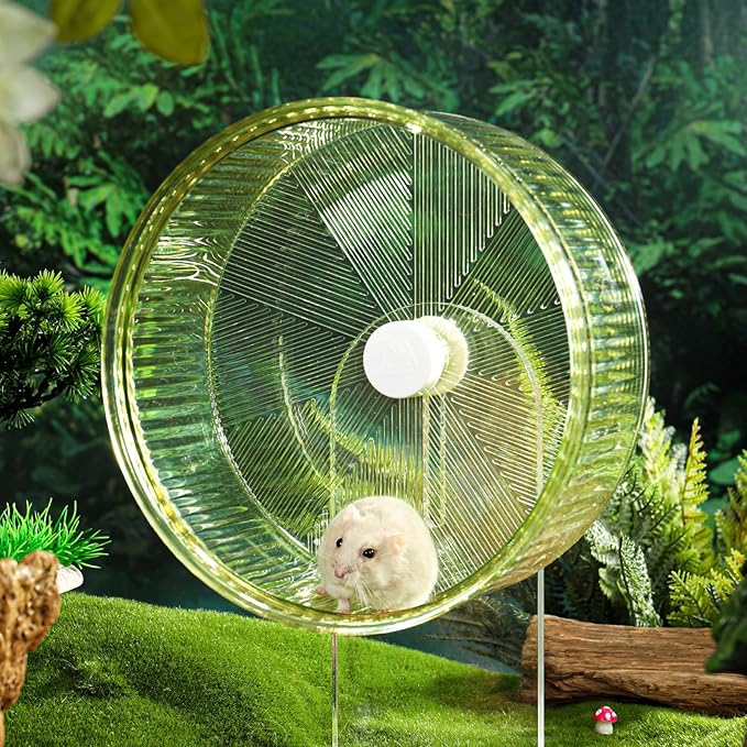 Super-Silent Hamster Exercise Wheel: Silent Spin Toys Hamster Running Wheels with Height Adjustable Stand for Hamsters Gerbils Mice Or Other Small Animals -8.5inch Yellow