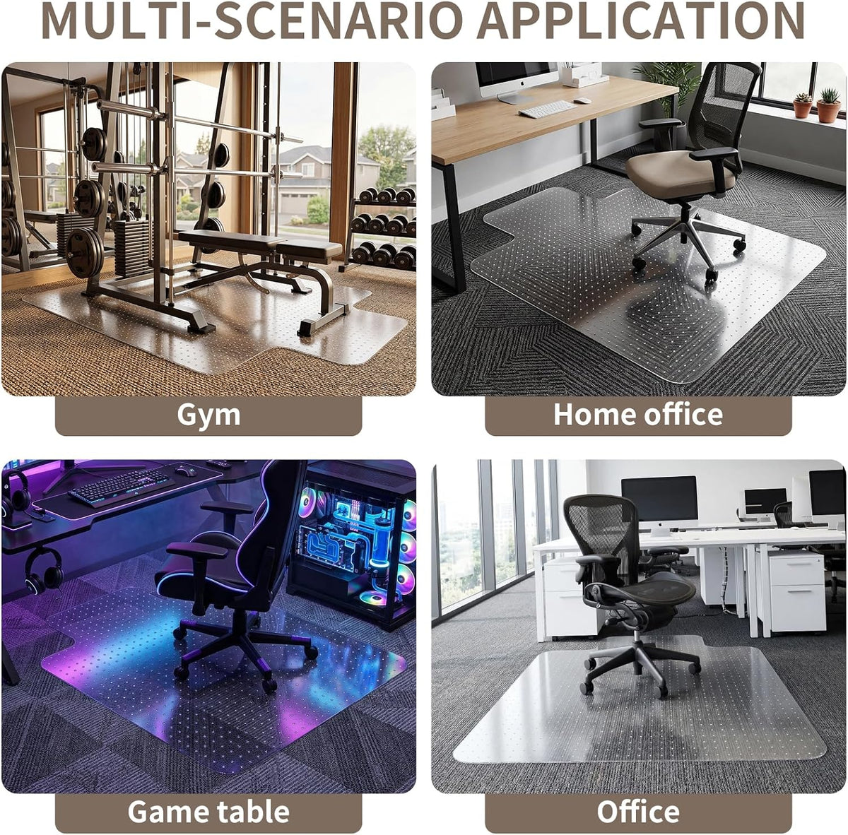 Office Chair Mat for Low Pile Carpet, 48"x60" Clear Smooth Glide with Lip