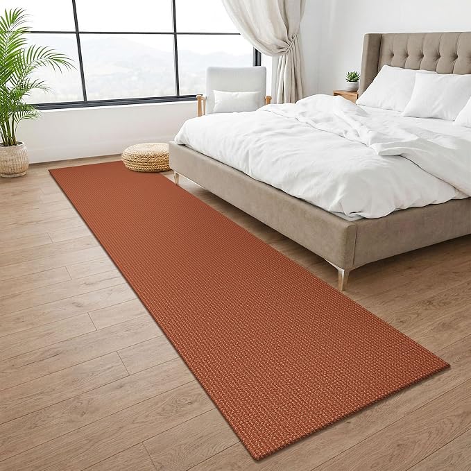 KOZYFLY Orange Runners Rugs for Hallway 2x10, Washable Runner Rug, Woven Non