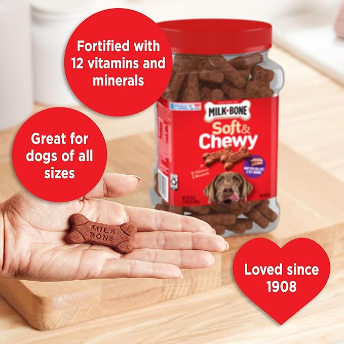 Milk-Bone Soft & Chewy Dog Treats, Beef & Filet Mignon Recipe, 25 Ounce (Pack of 2)