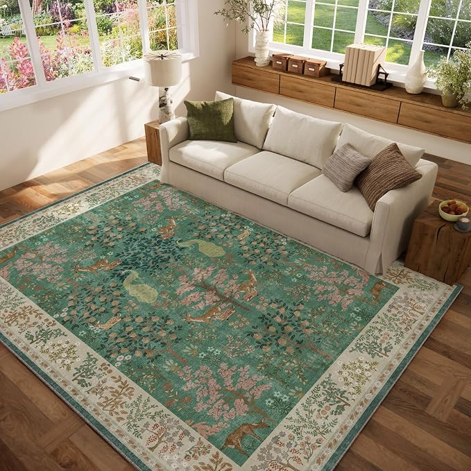 Washable Area Rugs for Living Room: 6x9 Bedroom Rug Stain Resistant Non Slip