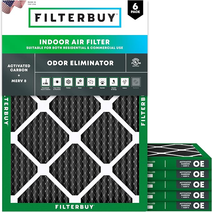 Filterbuy 22x24x1 Air Filter MERV 10 Odor & Allergy Defense