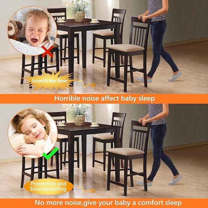 BAIPOK 36Pcs Square Chair Leg Floor Protectors, Chair Leg Protectors