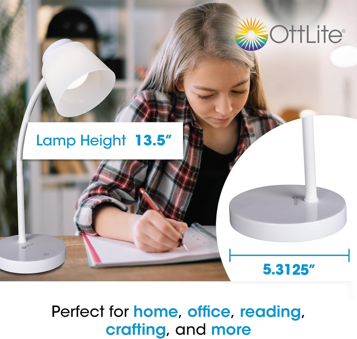 OttLite Clarify LED Desk Lamp, White