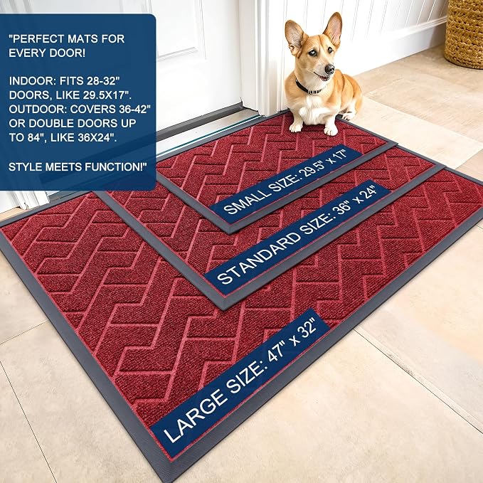 OLANLY Front Door Mat Indoor Outdoor Entrance, Waterproof All-Season,