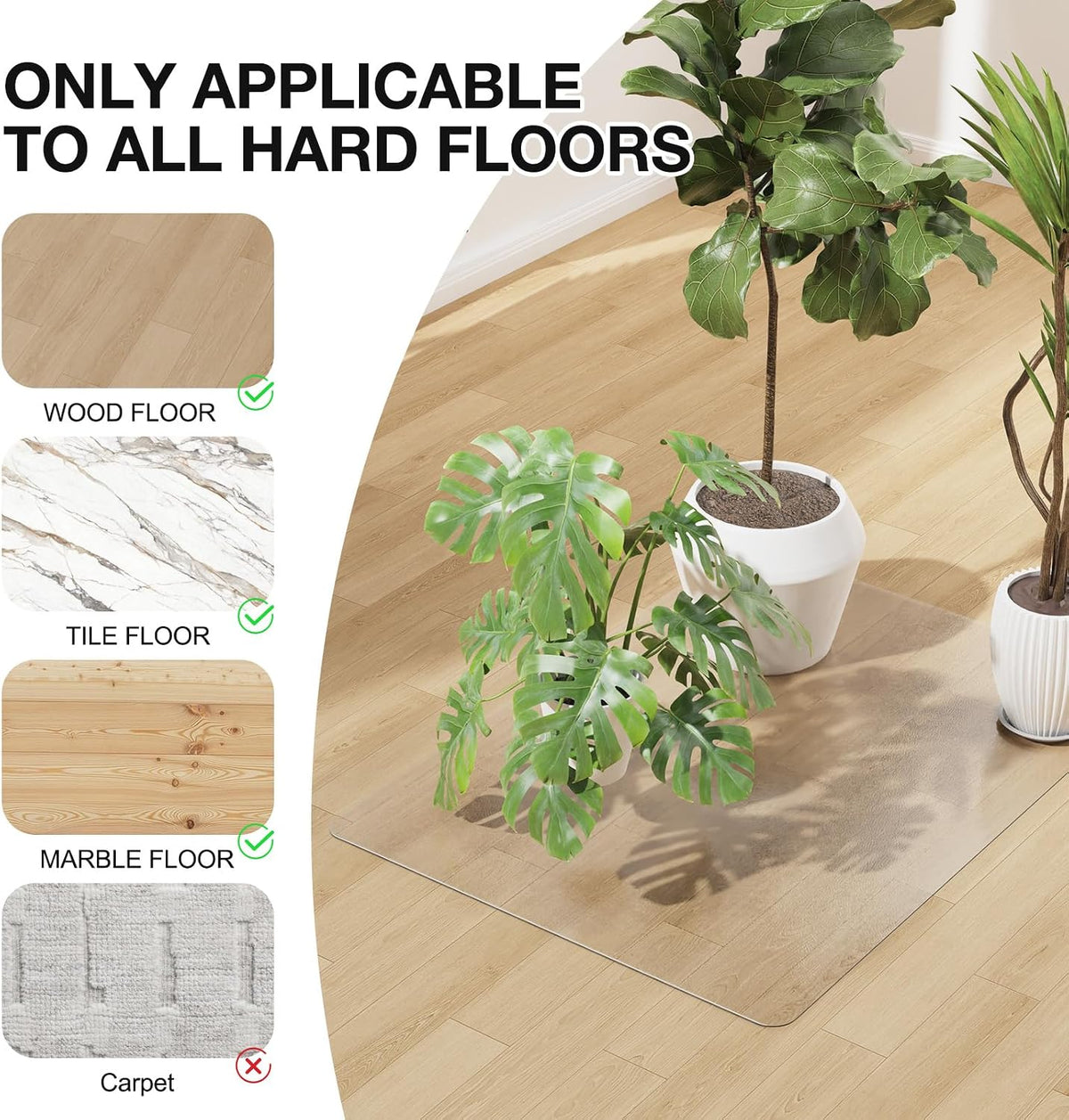 Clear Frosted Floor Mat, 24"x 36" PVC Area Rug Entryway Rug