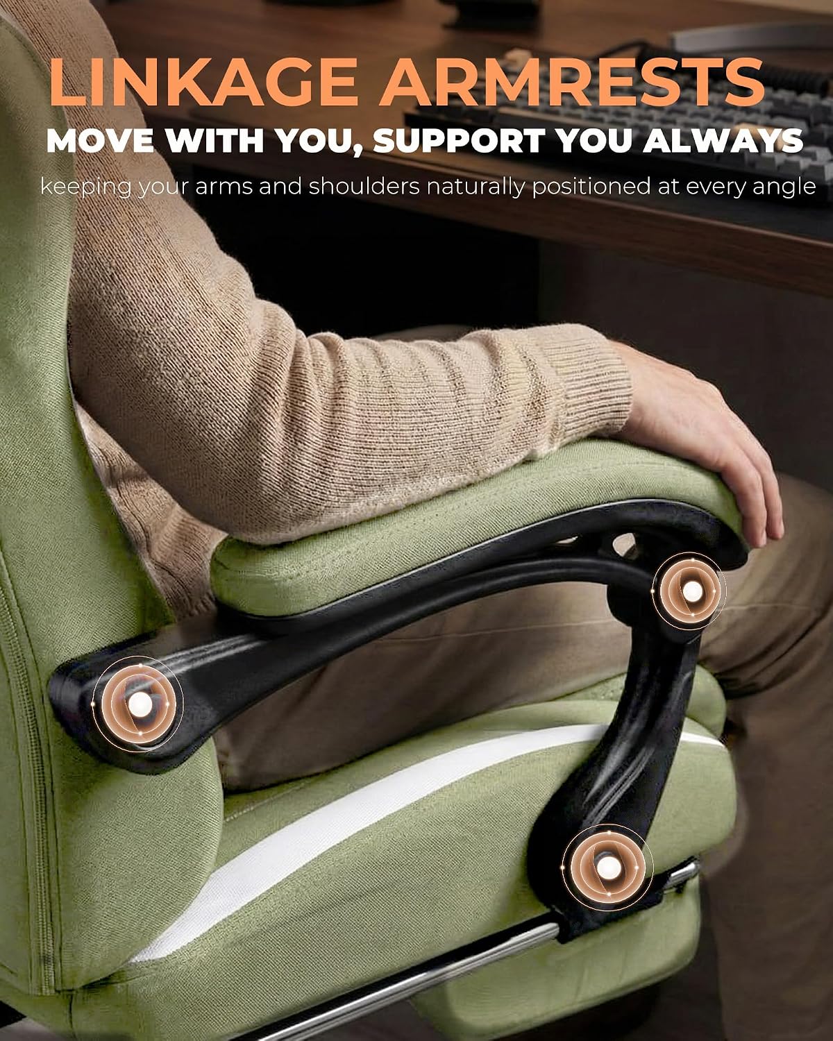 GTPLAYER Gaming Chair with Foot Rest & Pocket Spring Cushion, Ergonomic High Back Computer Desk Chair with Headrest & Lumbar Support for Back Pain Relief, Breathable Fabric, Green