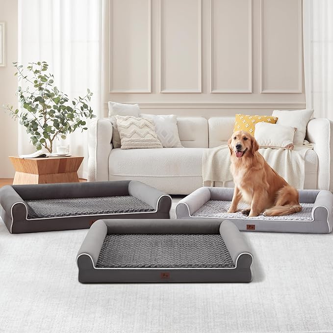 Large Dog Beds Large Sized Dogs, Orthopedic XXL XL Dog Bed for Medium Size Dogs, Big Waterproof Couch Sofa with Removable Washable Cover for Pet, Dark Grey, 36"*27"*6.5"