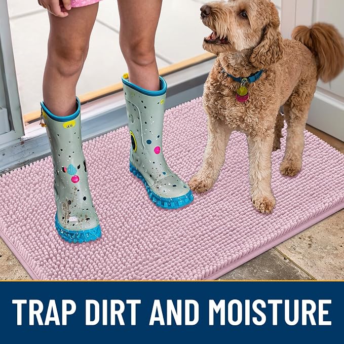 Smiry Dog Door Mat for Muddy Paws 47x24, Absorbent Dirt Trapper, Non-Slip