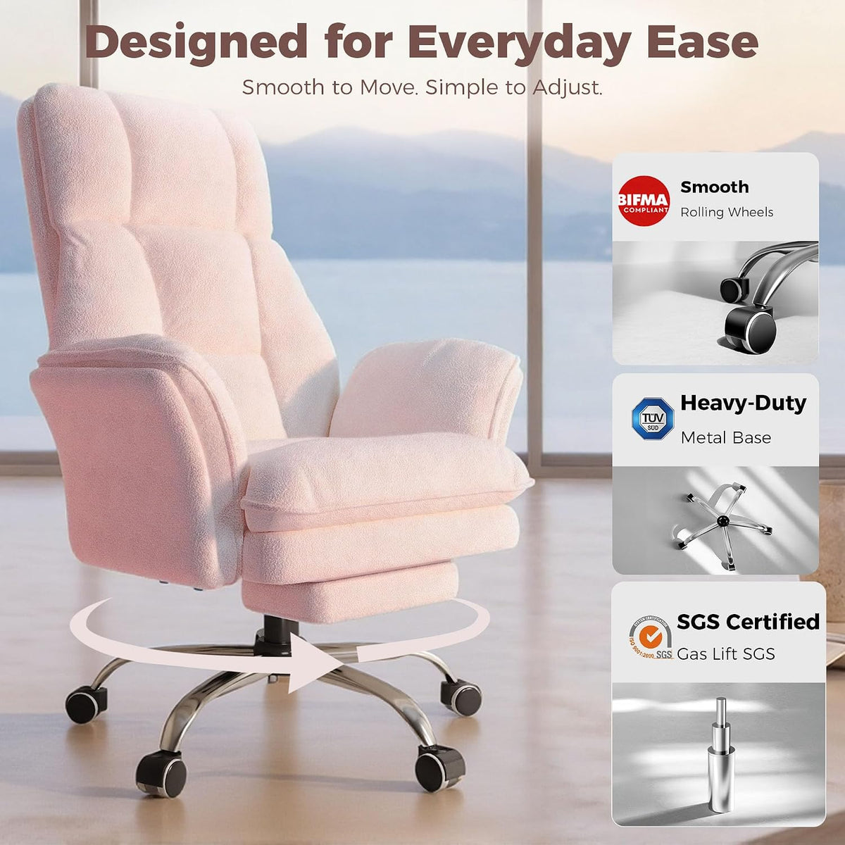 Big and Tall Heated Massage Office Chair with Footrest, 6-Point Vibration