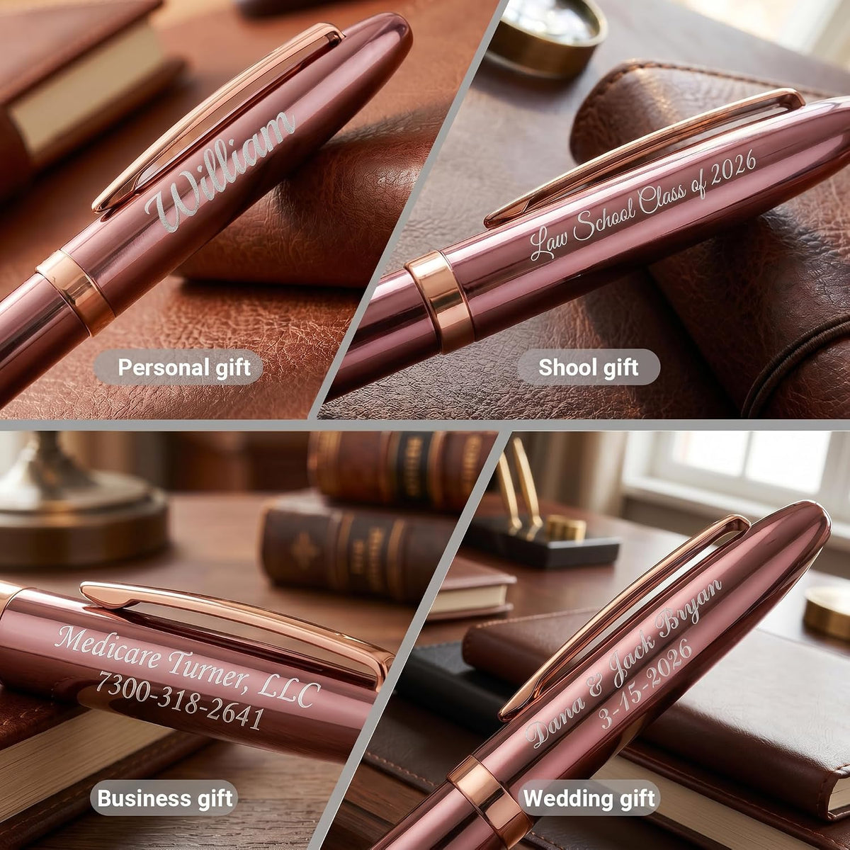 Ancolo Custom Fountain Pens-Engraved Personnal Name/Slogan/Gift for Office