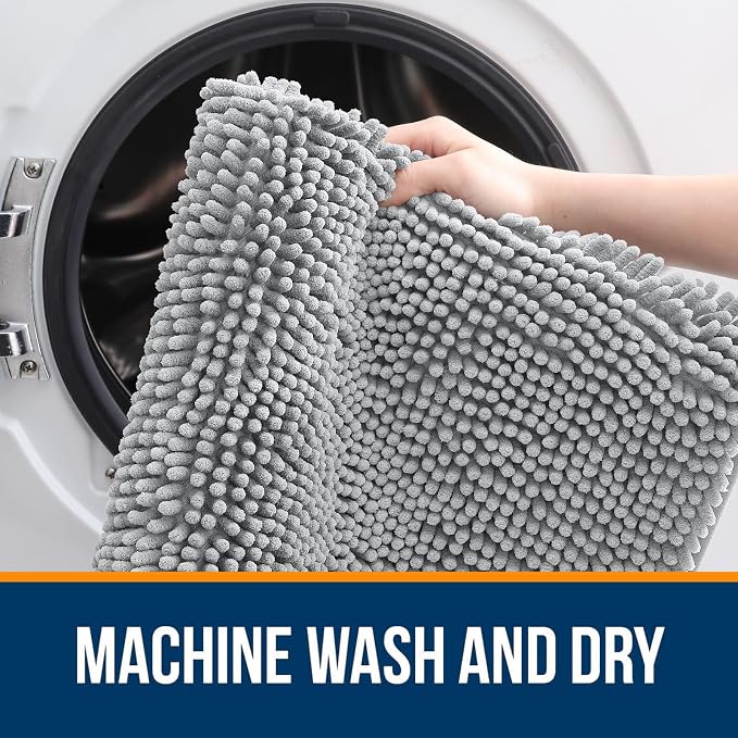 OLANLY Large Bathroom Rugs 70x46, Extra Soft Absorbent Chenille Bath Rugs