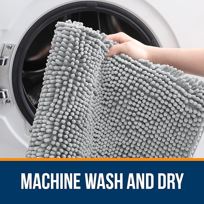 OLANLY Bathroom Rugs 30x18, Extra Soft Absorbent Chenille Bath Rugs, Rubber