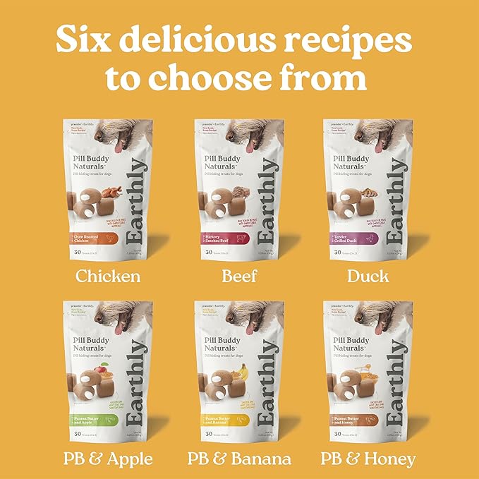 Earthly Pill Buddy Naturals - Chicken Recipe Pill Hiding Treats for Dogs - Make A Perfect Pill Concealing Pocket Or Pouch - 30 Servings