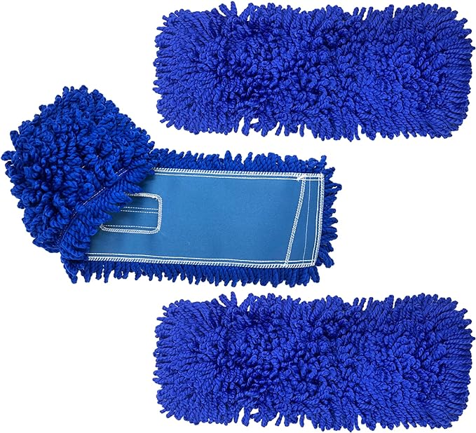 Kleen Handler 48 inch Microfiber Dust Mop | Extra Large Washable Commercial Mop Head Replacement, Pack of 3
