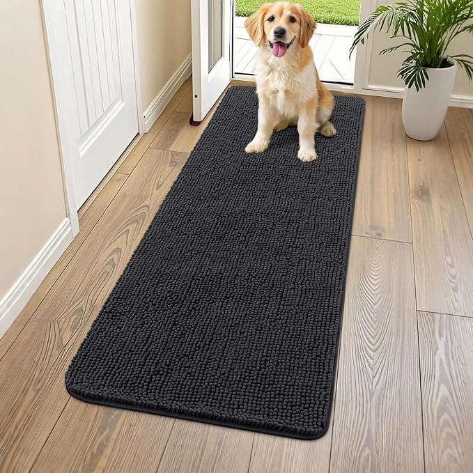 Smiry Dog Door Mat for Muddy Paws 59x20, Absorbent Dirt Trapper, Non-Slip