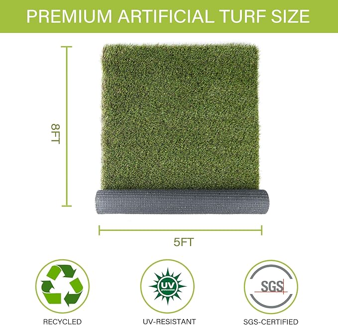 Dog Grass Pads 5 x 8 FT Artificial Grass Pee Pads for Dogs Potty Fake Grass Rug Turf Mat for Dogs Training Indoor Outdoor Garden Lawn Artificial Grass Rug