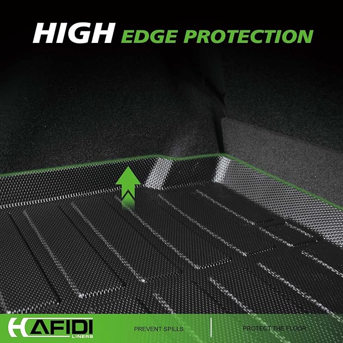 HAFIDI® Floor Mats & Cargo Liner Set Fit for 2016-2020 Kia Sorento (3rd Row Seats Folded Down for Trunk Installation) All Weather TPE Anti-Slip Car Full Set Floor Liners Custom Accessories - Black