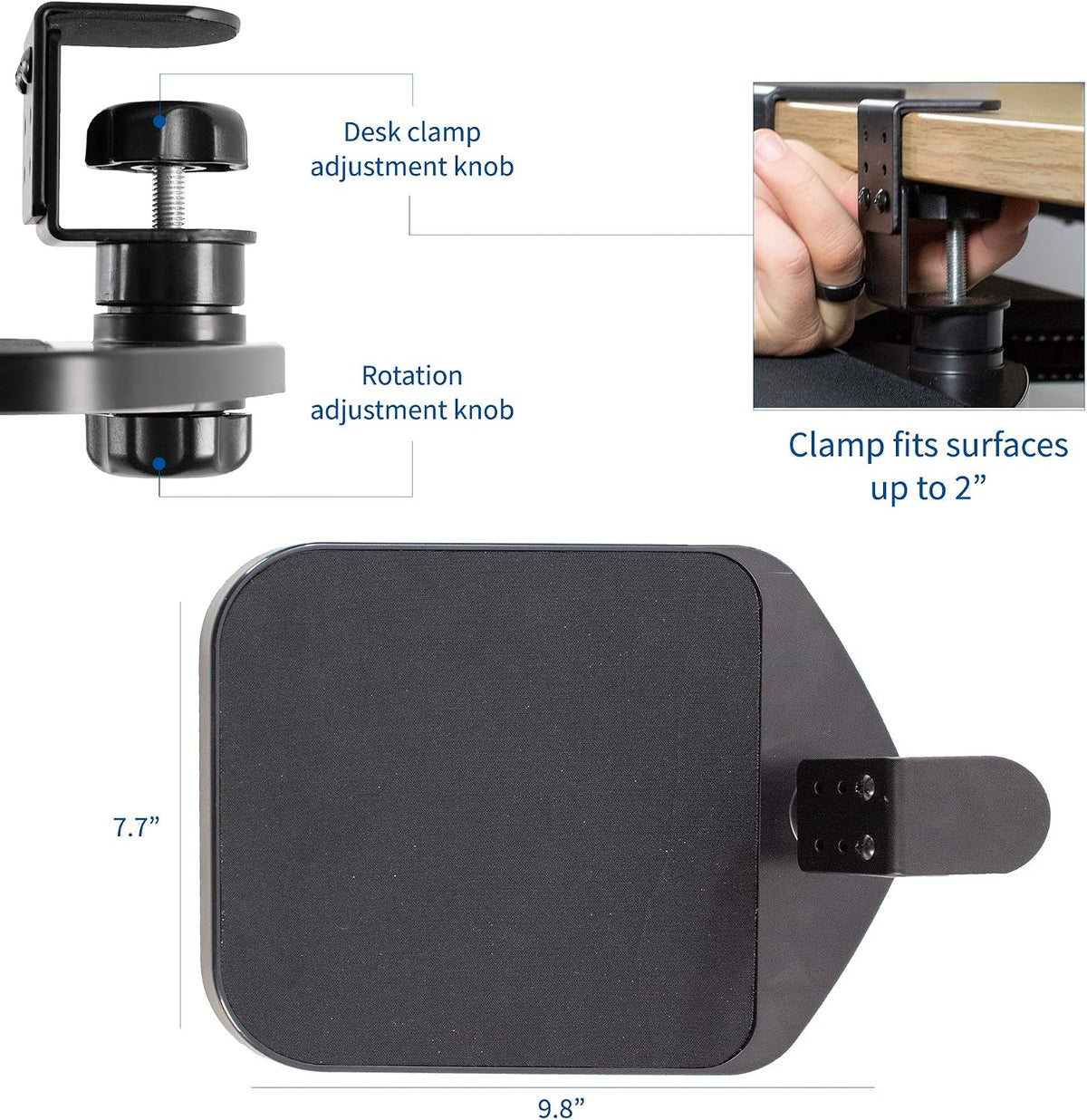 VIVO Black Clamp-on Mouse Pad Holder Platform, MOUNT-MS01A