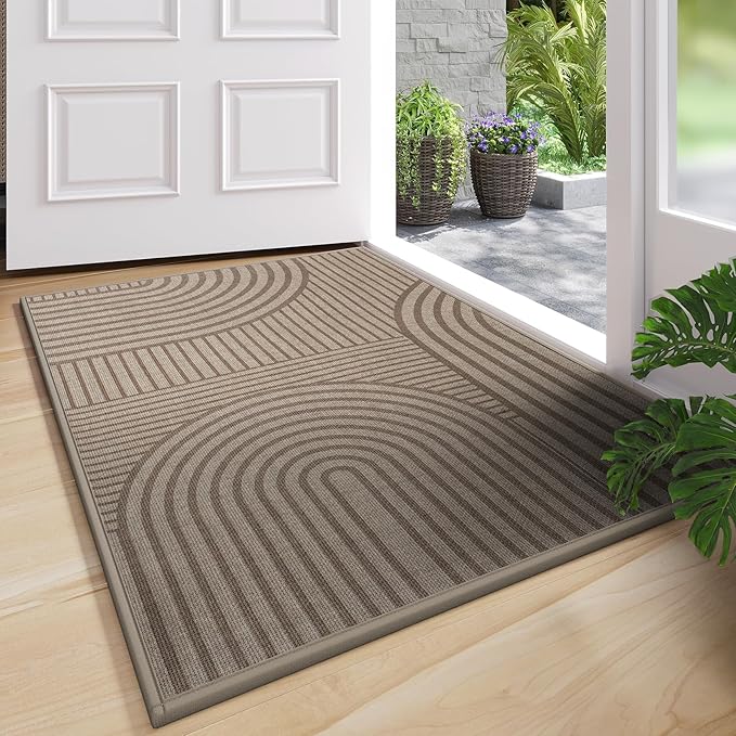 Front Door Mat 24''x35'', Absorbent Dirt Resist Washable Non Slip Low-Profile