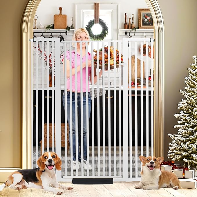59 Inch Extra Tall Pet Gate for Cats,29.5-43" Adjustable Wide Dog Gates,No Drilling Pressure Mounted Walk Through Tall Cat Gate for Doorways,Hallway,Stairs