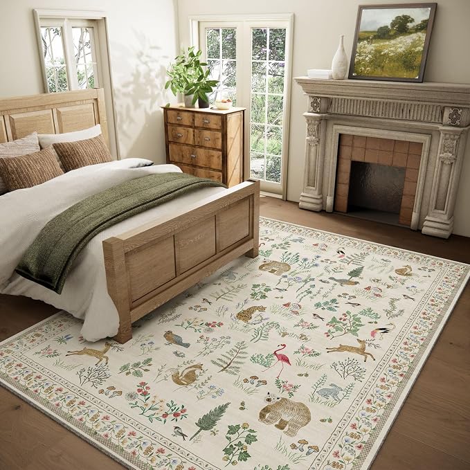 9x12 Area Rugs for Living Room: Washable Bedroom Rug Vintage Stain Resistant
