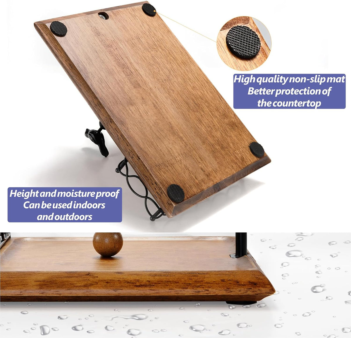 Charming Wooden Napkin Holder with Bird Design – Includes Space for Salt and Pepper Shakers – Multifunctional Black Napkin Holder for Table, Kitchen & Outdoor Use