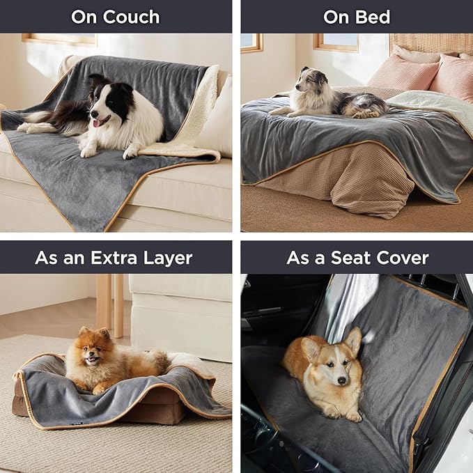 Waterproof Dog Bed Blanket,Reversible Pet Covers,Washable Soft Protector for Couch Furniture