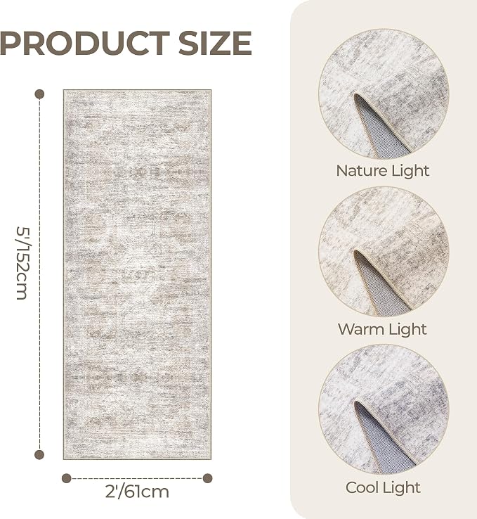 2x5 Rug Runner Washable for Entryway, Soft Bathroom Rugs
