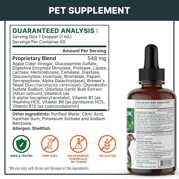 MaxBuddy Flea and Tick Oral Prevention Support & Treatment for Dogs and Cats – Natural Flea Control with Multivitamin - Supplement Drops for Small and Large Dogs – Made in The USA
