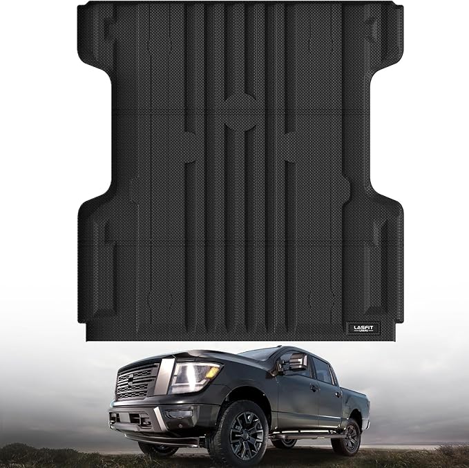 LASFIT Bed Mat for Nissan Titan 2017-2024 & Titan XD 2016-2024 5.6FT/67 inchs (Not Fit Equipped Truck Bed Storage), All Weather TPE Custom Fit Truck Bed Mat Liner for 17-24 Titan & 16-24 Titan XD