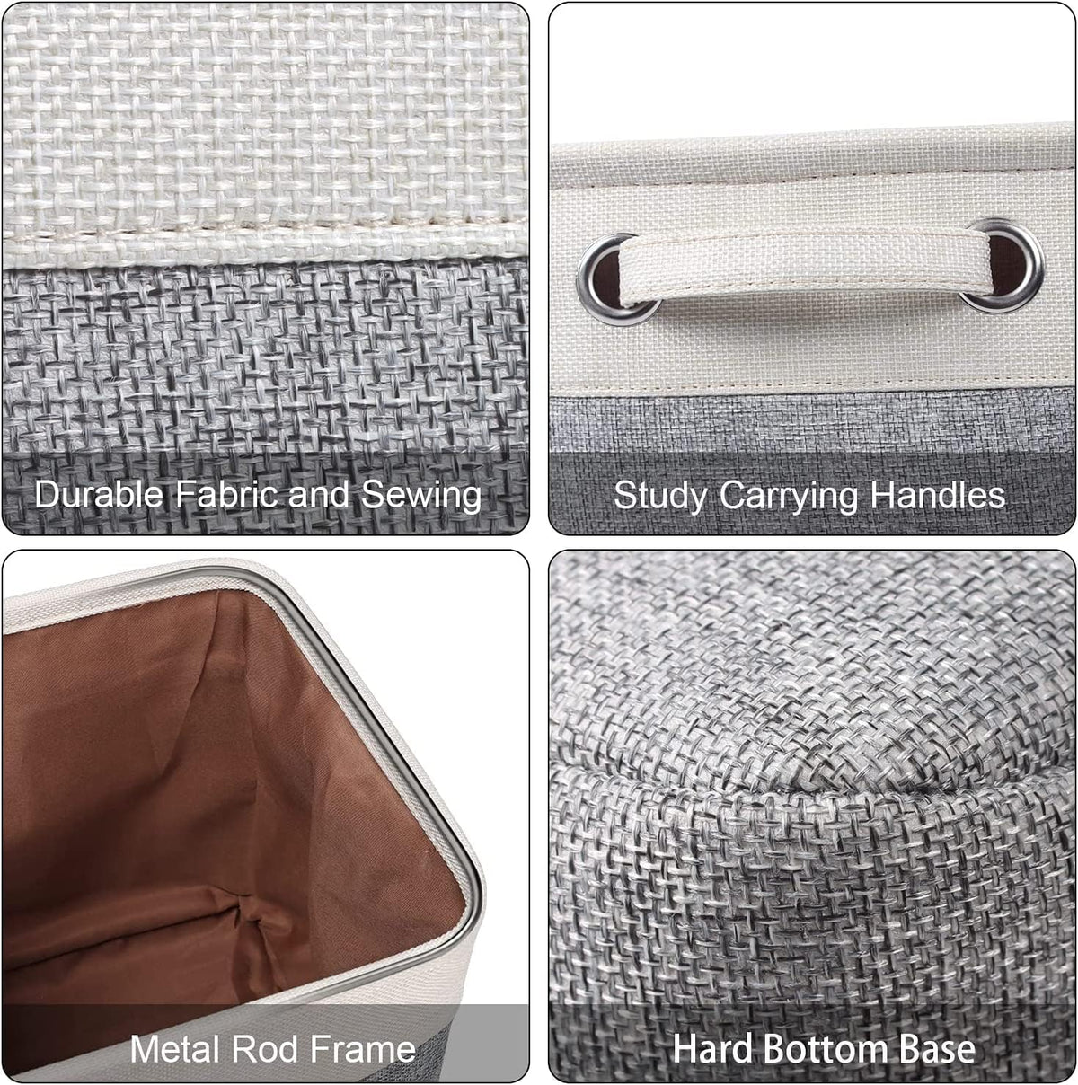 Foldable Storage Bin Collapsible Fabric Storage Basket Cube with Durable Handles Closet Organizer Bins for Organizing Shelves Drawers, Set of 3, 15" x 10" x 9.5", Grey