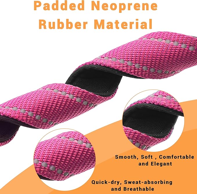 2 Pack Reflective Dog Collar with Safety Locking Buckle, Adjustable Soft Breathable Comfortable Nylon Pet Collar for Small, Medium and Large Dogs, Hotpink, XL