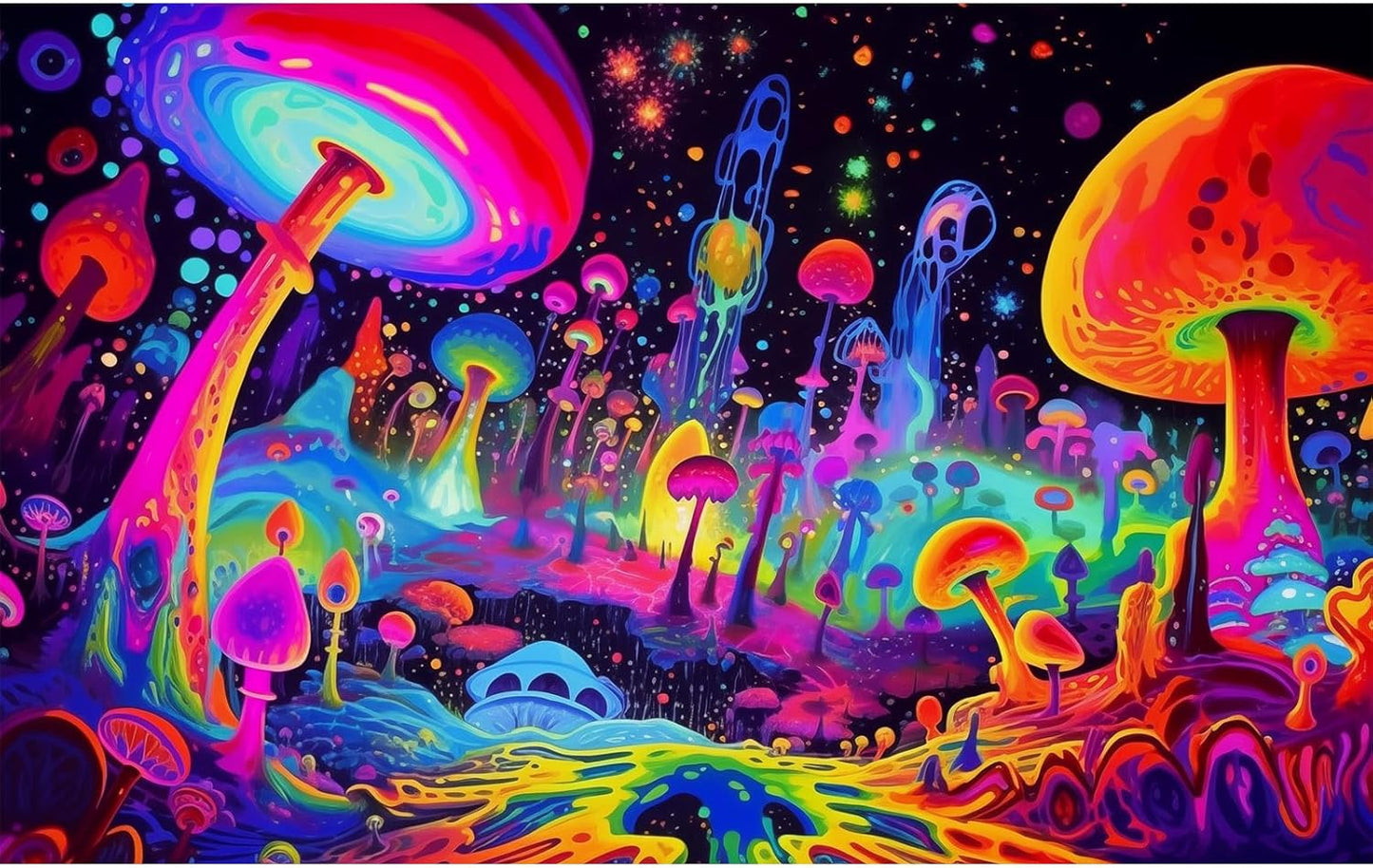 Fantasy Mushrooms Aquarium Background Abstract Mysterious Mushroom Landscape Terrarium Background Amazing Rainbow Mushrooms Theme Fish Tank Backdrop Poster Wallpaper Decorations Vinyl 30x12in