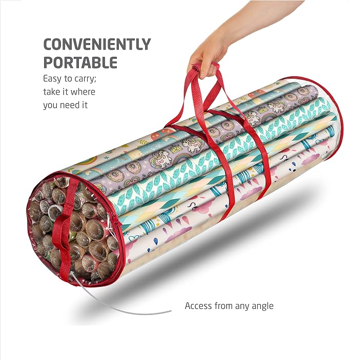 ZOBER Round Christmas Gift Wrapping Paper Organizer Storage