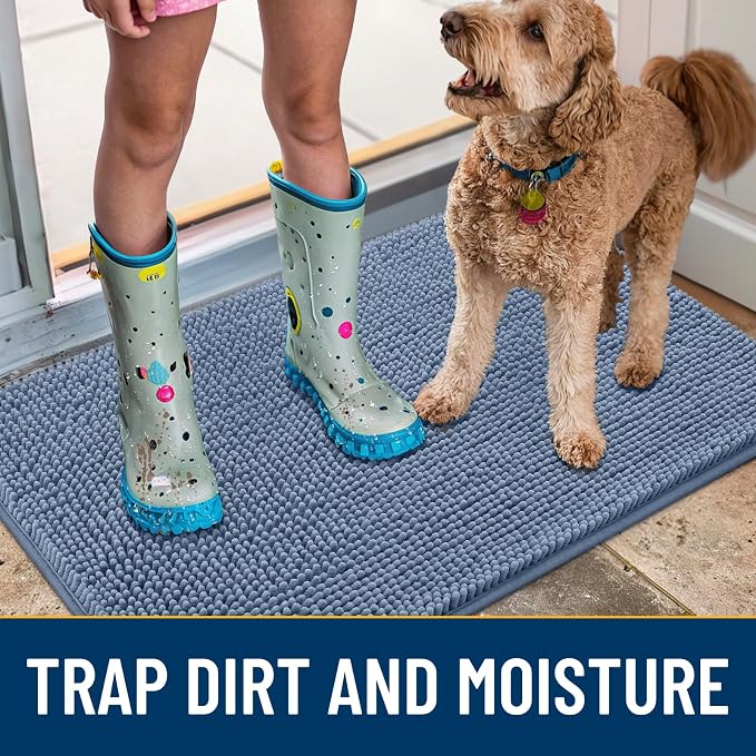 Smiry Dog Door Mat for Muddy Paws 44x24, Absorbent Dirt Trapper, Non-Slip