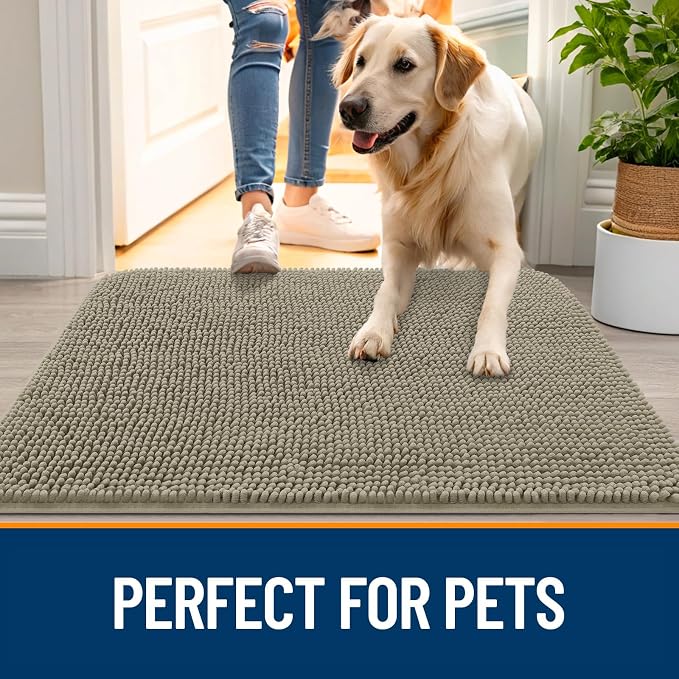 OLANLY Dog Door Mat for Muddy Paws 40x32, Absorbs Moisture and Dirt, Absorbent