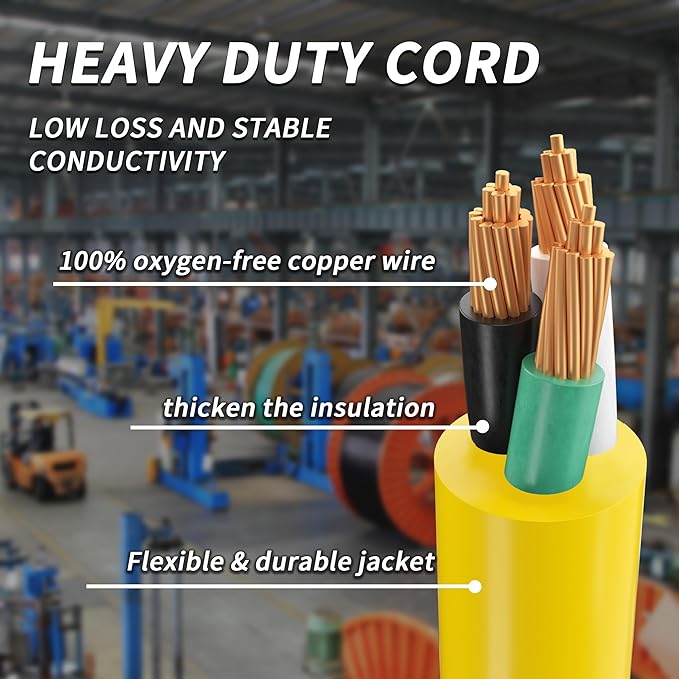 100 FT 12/3 Gauge Outdoor Extension Cord with Multiple Outlets Light Indicator, Flexible 3 Outlet Weatherproof Heavy Duty Extension Cord Waterproof Yellow, 15A 1875W 12AWG SJTW, ETL Listed