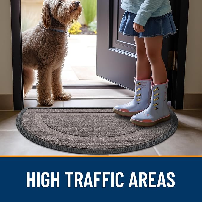 OLANLY Half Circle Door Mat Indoor Outdoor Entrance Welcome, Waterproof