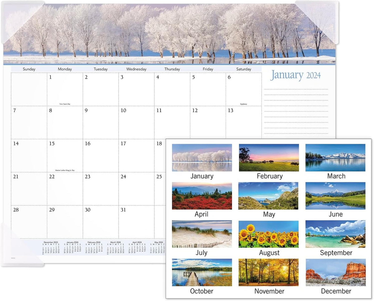 2025 AT-A-GLANCE® Panoramic Landscape Monthly Desk Pad, 21-3/4" x 17", Scenic, January 2025 To December 2025, 89802