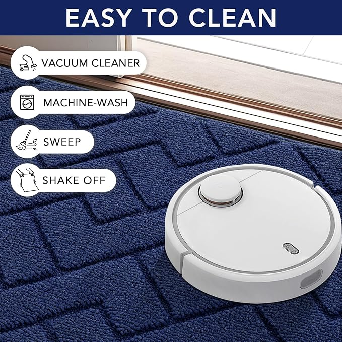 hicorfe Door Mat Indoor Entrance, TPR Backing Dirt Trapper Front Door Mat
