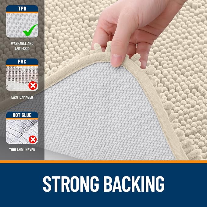 OLANLY Bathroom Runner Rugs 47x17, Extra Soft Absorbent Chenille Bath Rugs