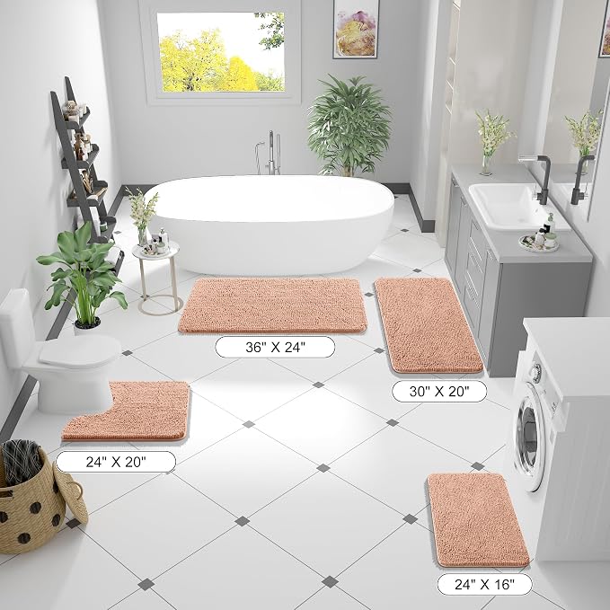 OLANLY Large Bathroom Rugs 40x24, Extra Soft Absorbent Chenille Bath Rugs