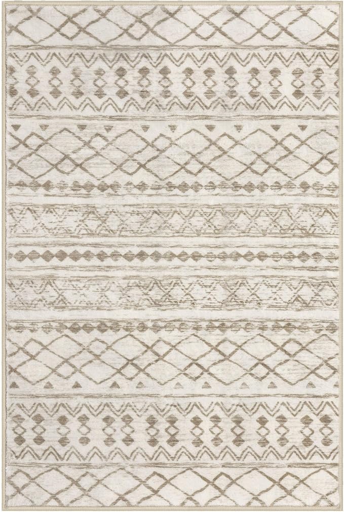 KUTA Area Rug 4x6 Boho, Moroccan Washable Rugs