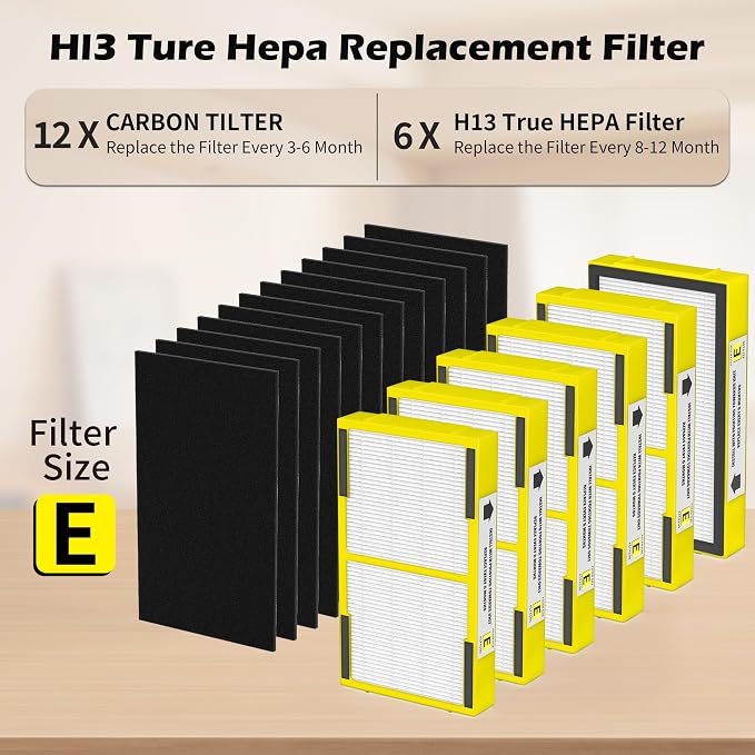 6 Pack FLT4100 HEPA Replacement Filter Size E Compatible