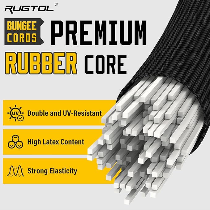 Bungee Cords with Hooks, Upgrade 60 inch Adjustable Bungee Cords with Carabiner Hooks, Easy to Adjust from 7'' to 60'' Elasticity UV-Resistance Bungee Straps Heavy Duty for Bike, Cargo, Tent, 12 Pack